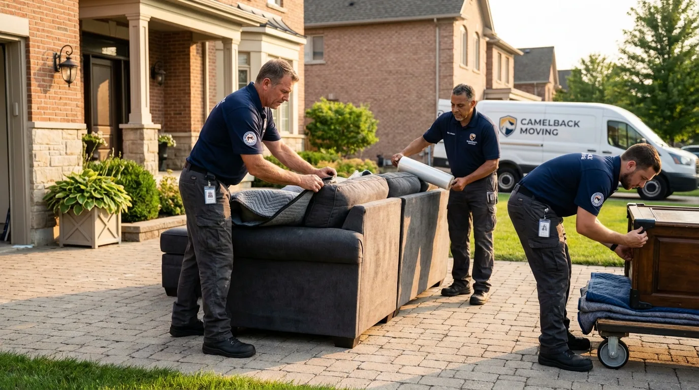 Large estate moving crew wrapping furniture in Coxsackie, NY